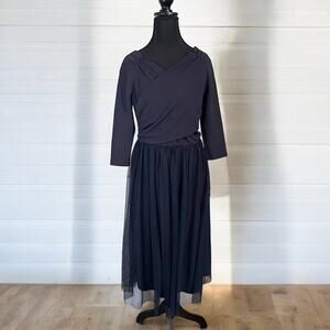 Zara Basics Black 3/4 Sleeve Dress With Guillermo Skirt Size Large
